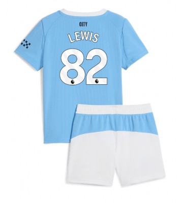 Manchester City Rico Lewis #82 Prima Maglia Bambino 2025-26 Manica Corta (+ Pantaloni corti)